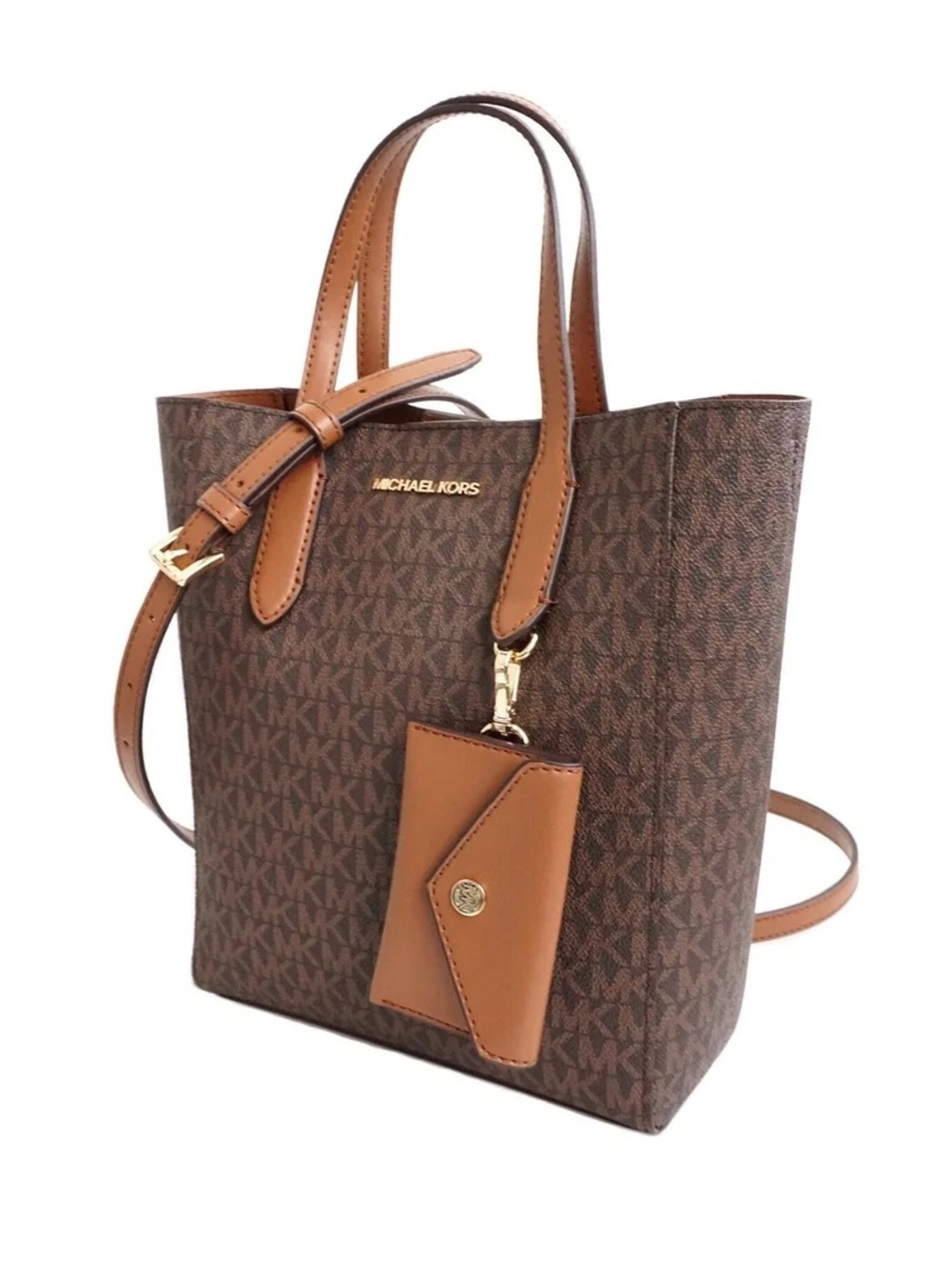 👜✨ Michael Kors Vincent Small Tote with Card Case – Brown | NWT ✨👜